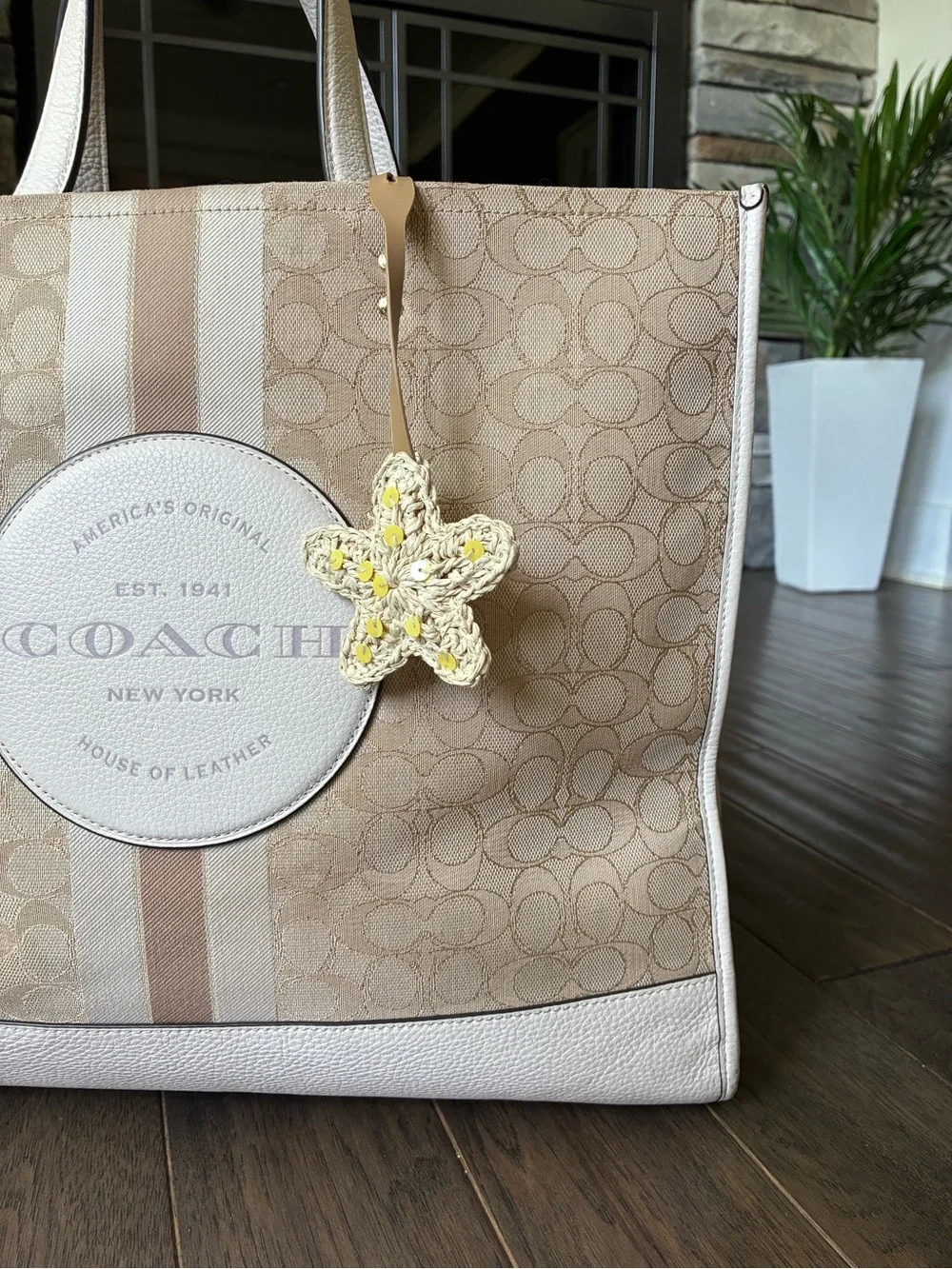 Coach Dempsey Tote Bag 40 In Signature Jacquard With Stripe, Coach Patch